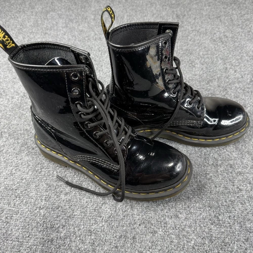 Dr. Martens 1460 Patent Leather Black Mono Leather Combat Boots Women's Size 7